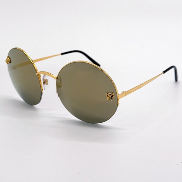 NEW CARTIER CT0022S 002 WOMEN GOLD ROUND SUNGLASSES CT0022S - Picture 4 of 11